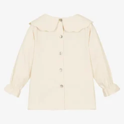Phi Clothing Girls Ivory Cotton Bow Collar Blouse