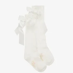Pretty Originals Girls Ivory Cotton Bow Socks Discount