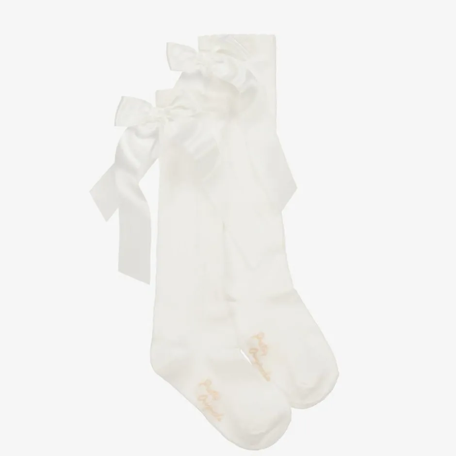Pretty Originals Girls Ivory Cotton Bow Socks Discount