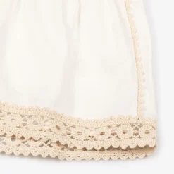 Zimmermann Girls Ivory Cotton Crochet Trim Shorts Online