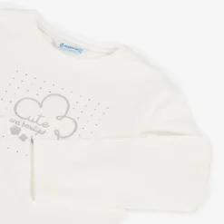 Mayoral Girls Ivory Cotton Diamanté Top Outlet