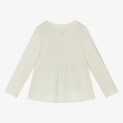 Hatley Girls Ivory Cotton Festive Deer T-Shirt Online