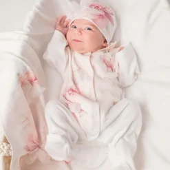 Sofija Girls Ivory Cotton Floral Babysuit Set Outlet