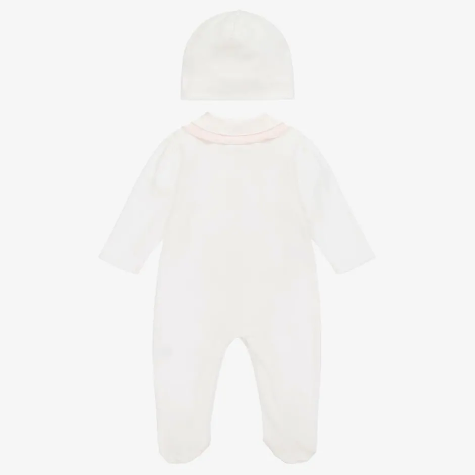 Sofija Girls Ivory Cotton Floral Babysuit Set Outlet