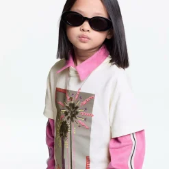 Palm Angels Girls Ivory Cotton Graphic T-Shirt Online