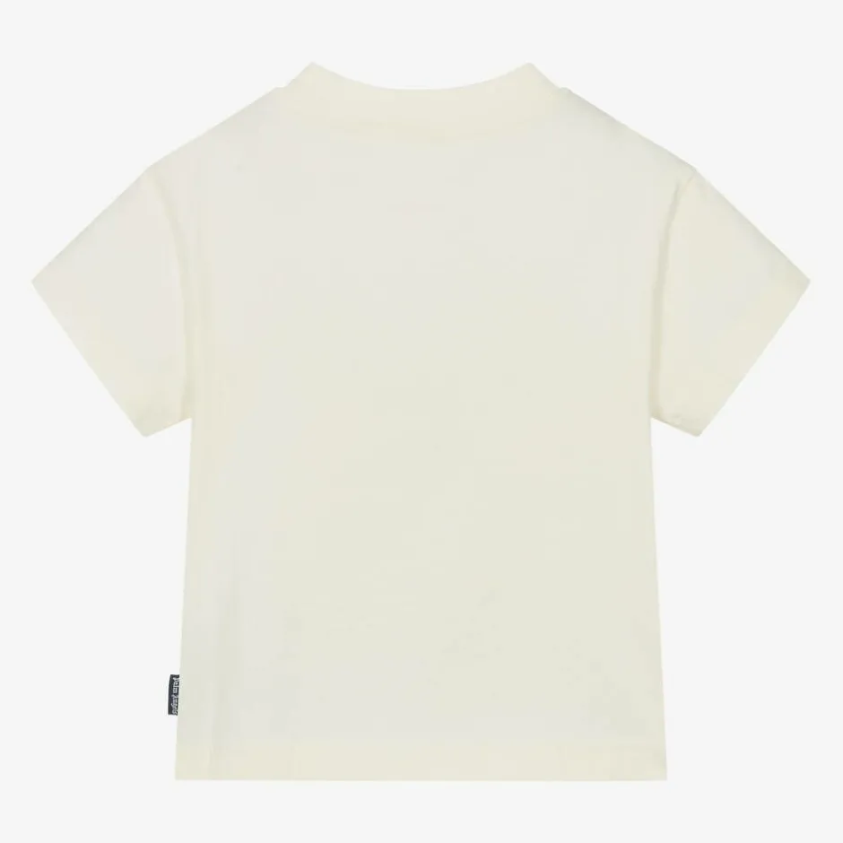 Palm Angels Girls Ivory Cotton Graphic T-Shirt Online