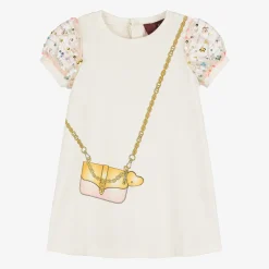 AIGNER Girls Ivory Cotton Handbag Print Dress Sale
