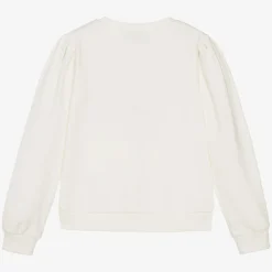 Moschino Kid-Teen Girls Ivory Cotton Heart Print Sweatshirt New