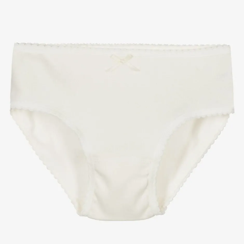 Babidu Girls Ivory Cotton Knickers Clearance