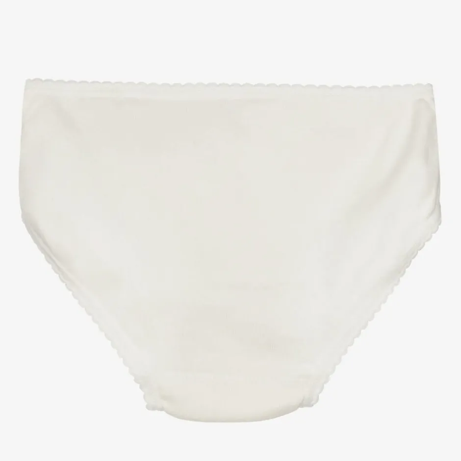 Babidu Girls Ivory Cotton Knickers Clearance