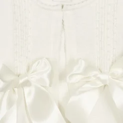 Pretty Originals Girls Ivory Cotton Knit Bow Cardigan