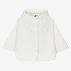 Sarah Louise Girls Ivory Cotton Knit Cape Outlet