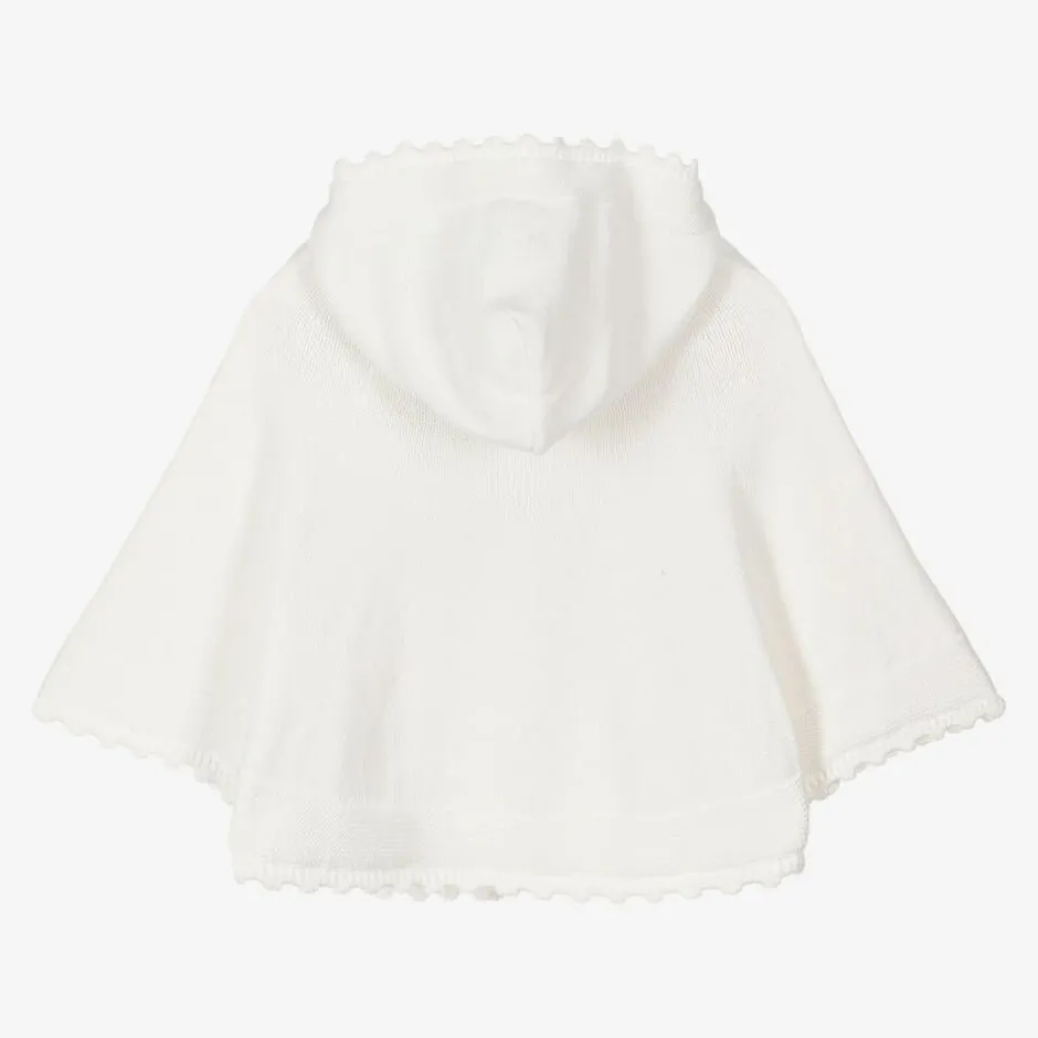 Sarah Louise Girls Ivory Cotton Knit Cape Outlet