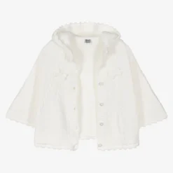 Sarah Louise Girls Ivory Cotton Knit Cape Outlet