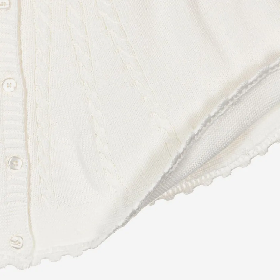Sarah Louise Girls Ivory Cotton Knit Cape Outlet