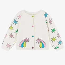 Stella McCartney Kids Girls Ivory Cotton Knit Star Cardigan Online