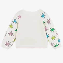 Stella McCartney Kids Girls Ivory Cotton Knit Star Cardigan Online