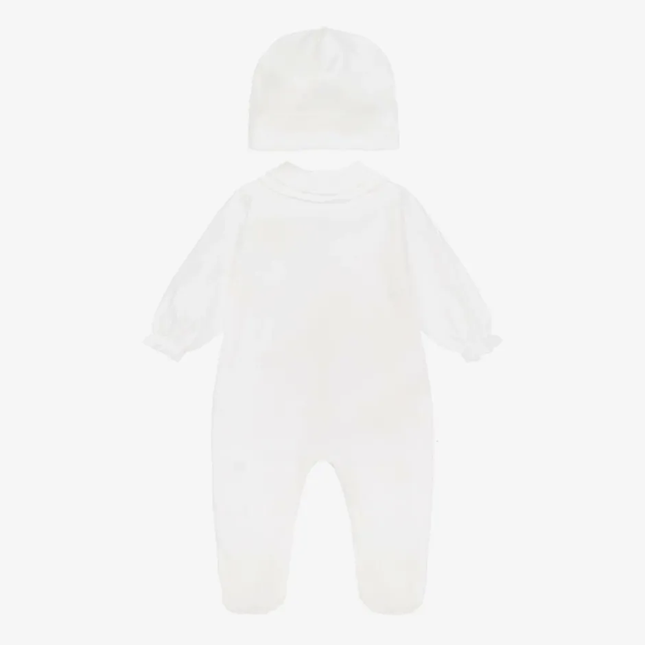 Sofija Girls Ivory Cotton Peacock Babysuit Set Clearance