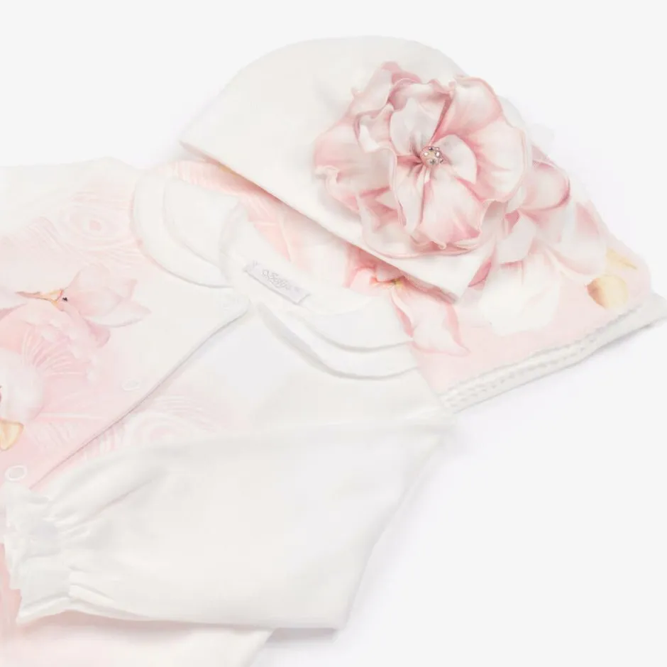 Sofija Girls Ivory Cotton Peacock Babysuit Set Clearance