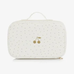 Bonpoint Girls Ivory Cotton Polka Dot Washbag (24cm) Clearance