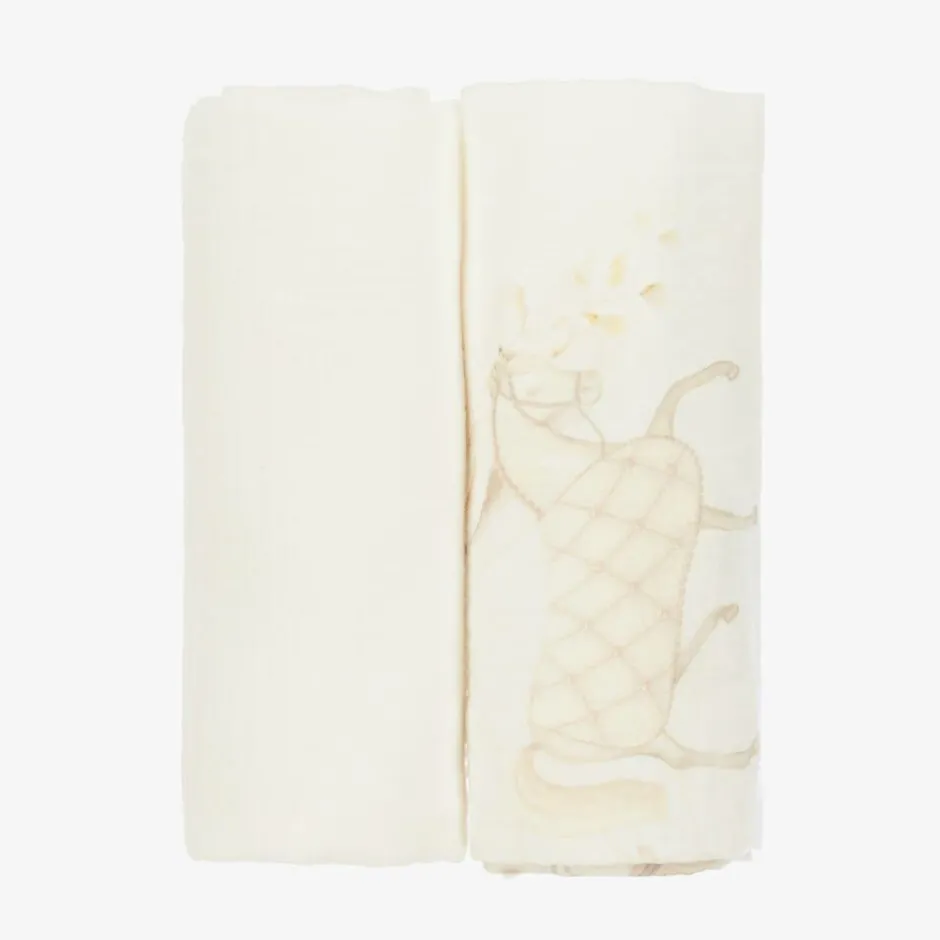 Sofija Girls Ivory Cotton Princess Muslins (2 Pack) Sale