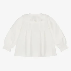 Dr. Kid Girls Ivory Cotton Ruffle Collar Blouse Hot