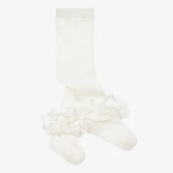 Caramelo Kids Girls Ivory Cotton Ruffle Tights Sale