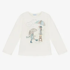 Mayoral Girls Ivory Cotton Sequin Umbrella Top Clearance