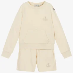 Moncler Enfant Girls Ivory Cotton Short Tracksuit Hot