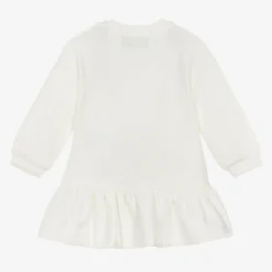 Moschino Baby Girls Ivory Cotton Sweatshirt Dress Clearance