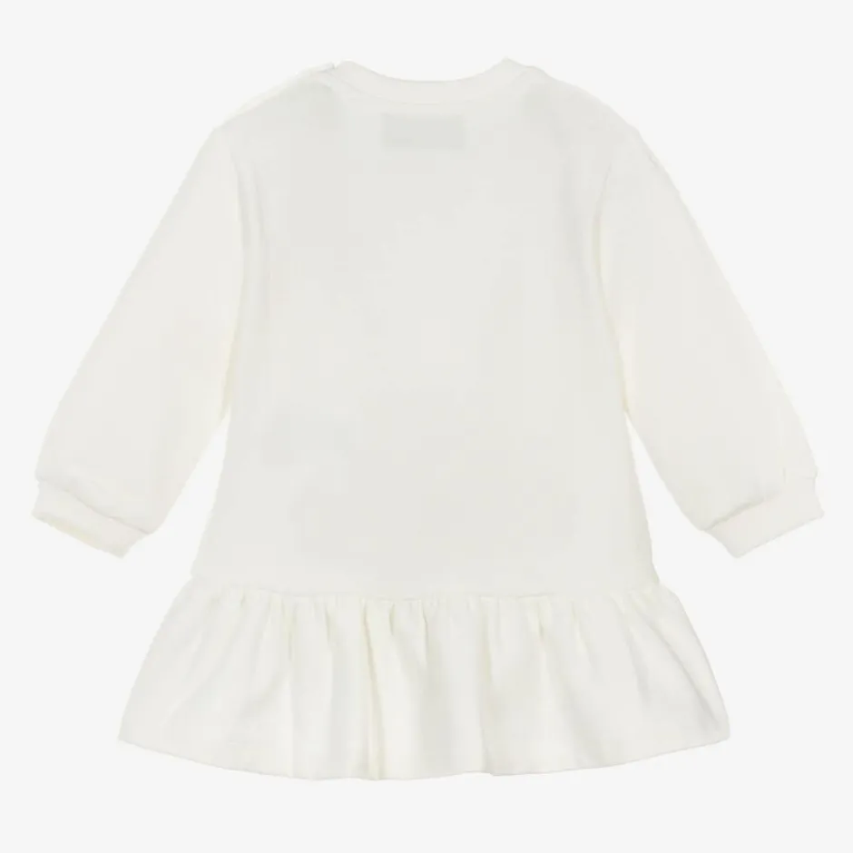 Moschino Baby Girls Ivory Cotton Sweatshirt Dress Clearance