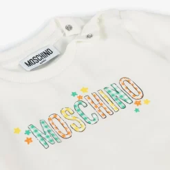 Moschino Baby Girls Ivory Cotton Sweatshirt Dress Clearance