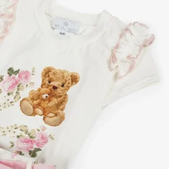 Beau KiD Girls Ivory Cotton Teddy Bear Shorts Set