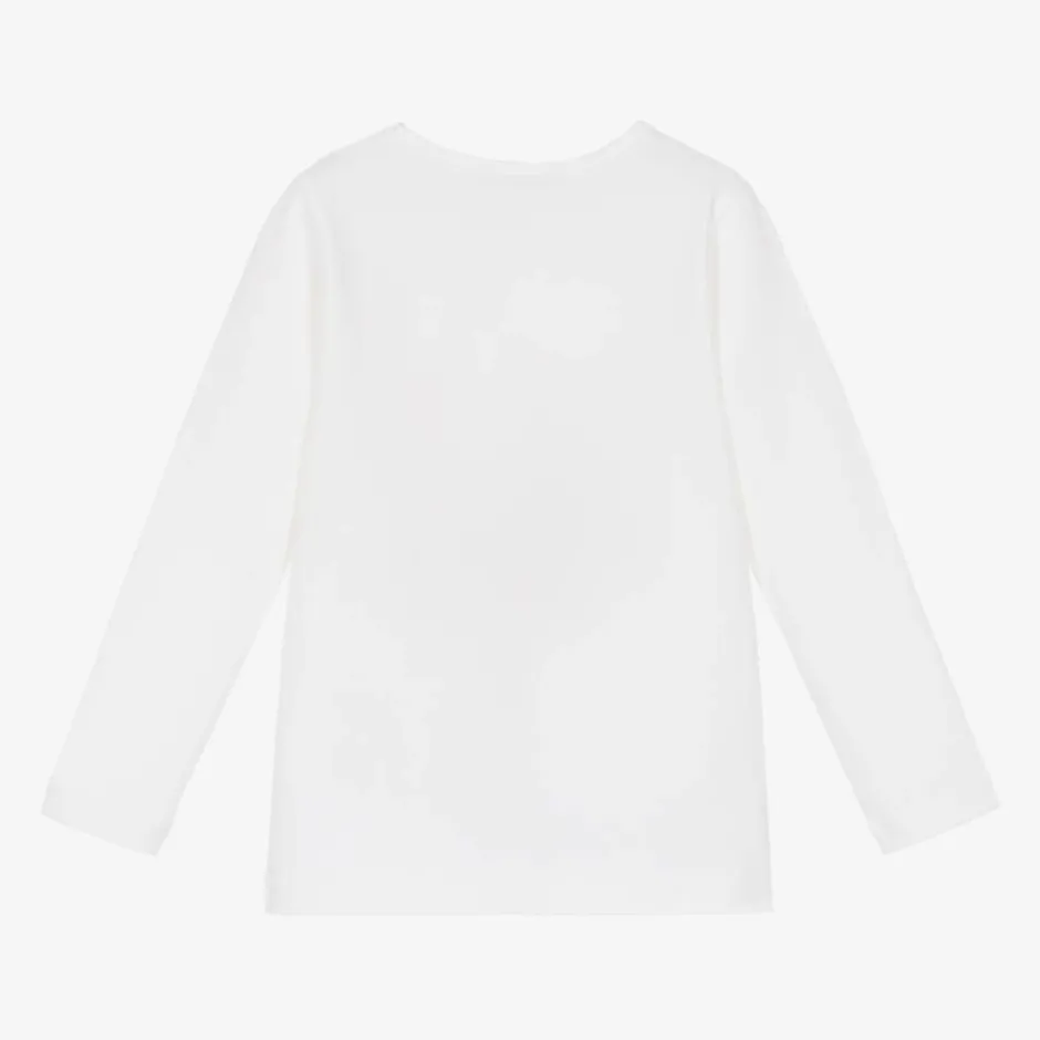 Balloon Chic Girls Ivory Cotton Teddy Top Sale