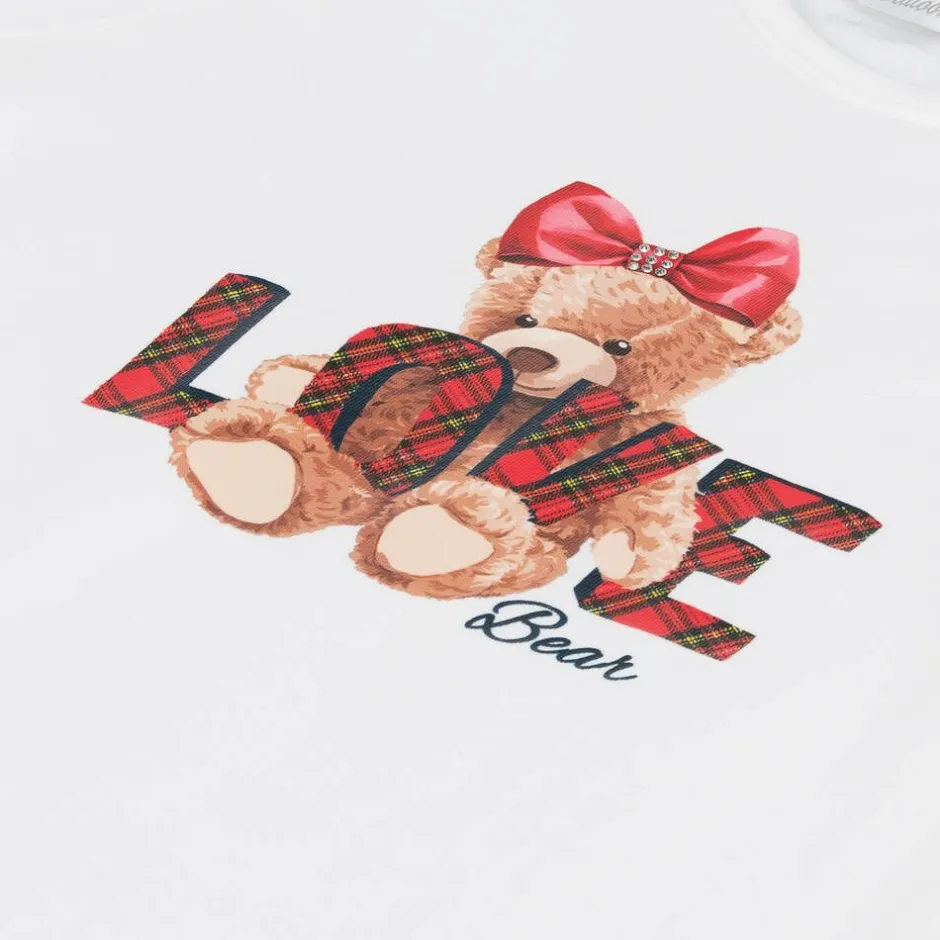 Balloon Chic Girls Ivory Cotton Teddy Top Sale