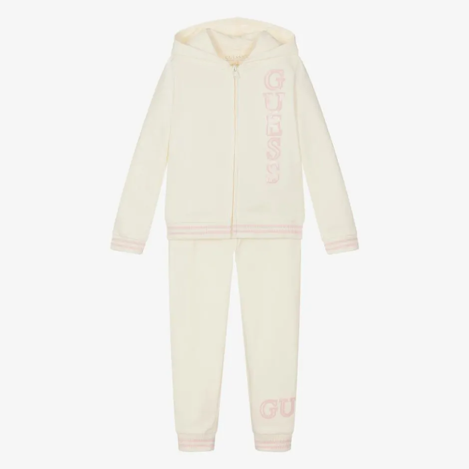 Guess Girls Ivory Cotton Tracksuit Outlet