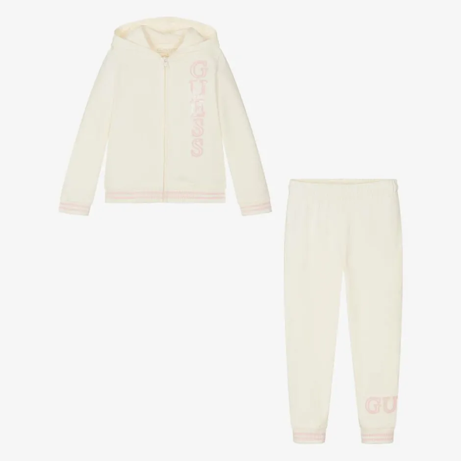 Guess Girls Ivory Cotton Tracksuit Outlet