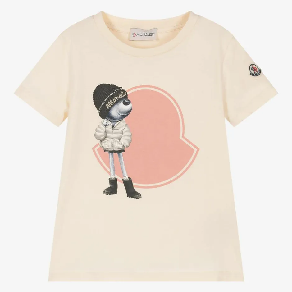 Moncler Enfant Girls Ivory Cotton T-Shirt Sale