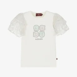 AIGNER Girls Ivory Cotton T-Shirt Online