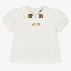 Moschino Baby Girls Ivory Cotton T-Shirt Online