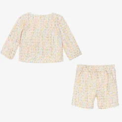Sofija Girls Ivory Cotton Tweed Shorts Suit Outlet
