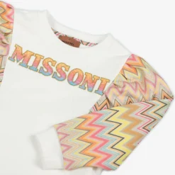 Missoni Girls Ivory Cotton Zigzag Dress Outlet