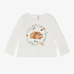 Il Gufo Girls Ivory Deer Cotton Top Sale