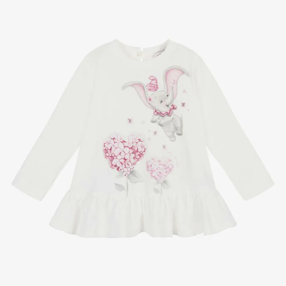 Monnalisa Girls Ivory Disney Cotton Tunic Top Online