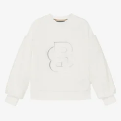 BOSS Girls Ivory Double B Viscose Sweatshirt Outlet