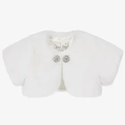 Rachel Riley Girls Ivory Faux Fur Bolero Jacket Hot