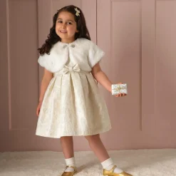 Rachel Riley Girls Ivory Faux Fur Bolero Jacket Hot