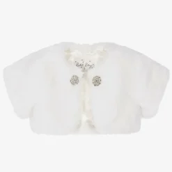Rachel Riley Girls Ivory Faux Fur Bolero Jacket Hot