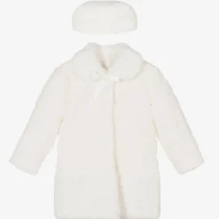 Romano Princess Girls Ivory Faux Fur Coat & Hat Set Sale