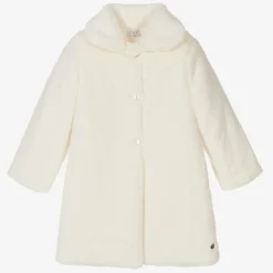 Paz Rodríguez Girls Ivory Faux Fur Coat New